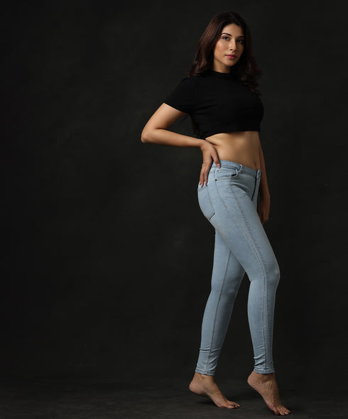 Side Panel Detail Light Blue Jean